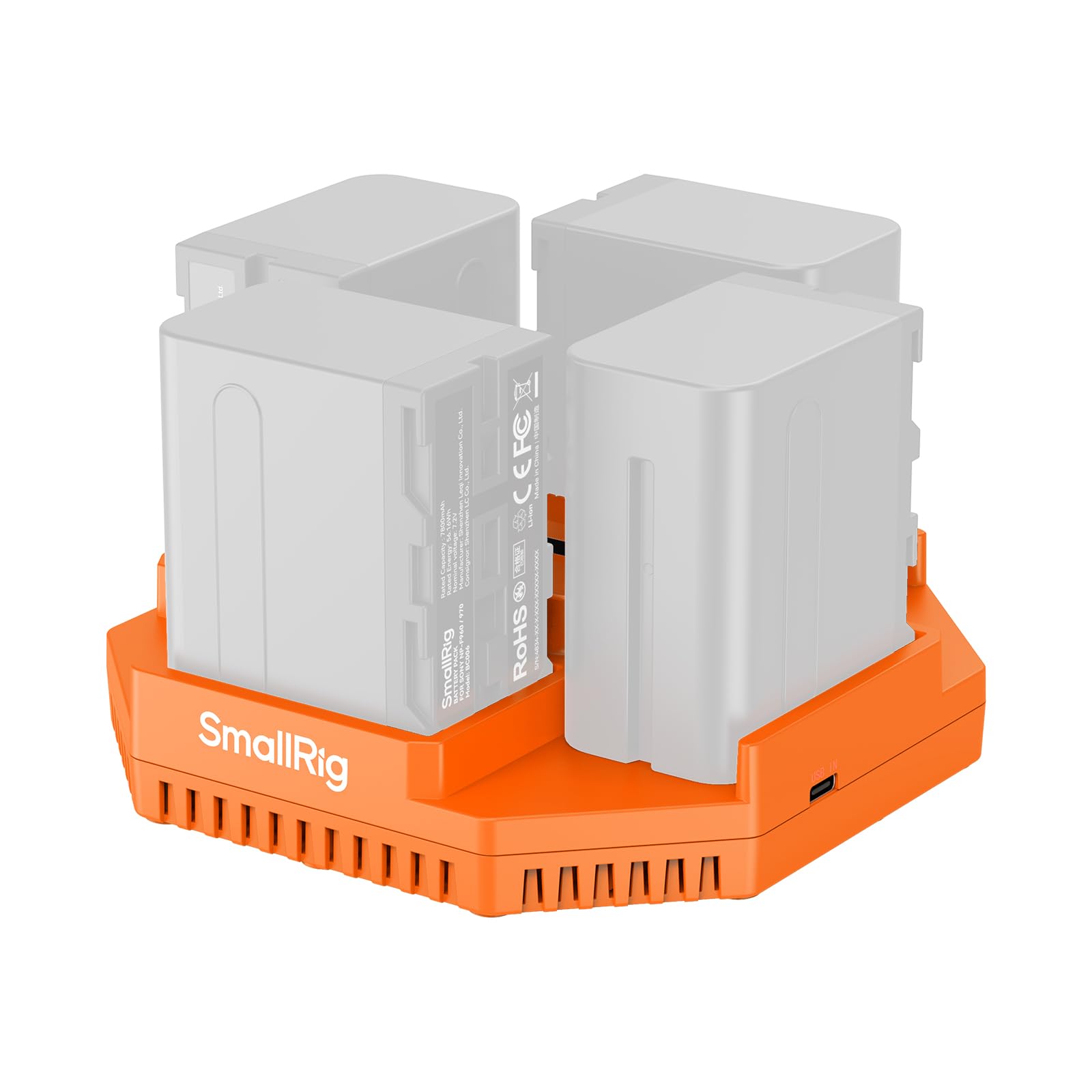 SmallRig 4-Slot Charger for Sony NP-F970 Battery, with PD 100W Fast Charge, OLED Status, Compact Battery Charger for Sony NP-F97