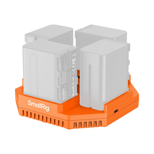 SmallRig 4-Slot Charger for Sony NP-F970 Battery, with PD 100W Fast Charge, OLED Status, Compact Battery Charger for Sony NP-F97