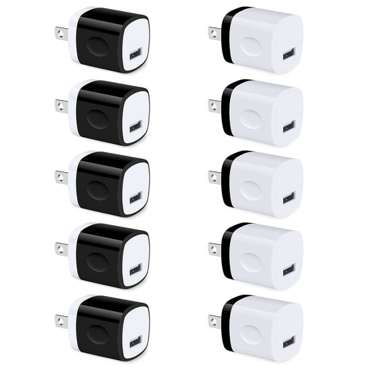 USB Charger Block 10 Pack, UorMe 1A 5V Single Port Power Adapter Charging Phone Cube Box Brick Plug Pack Compatible with iPhone