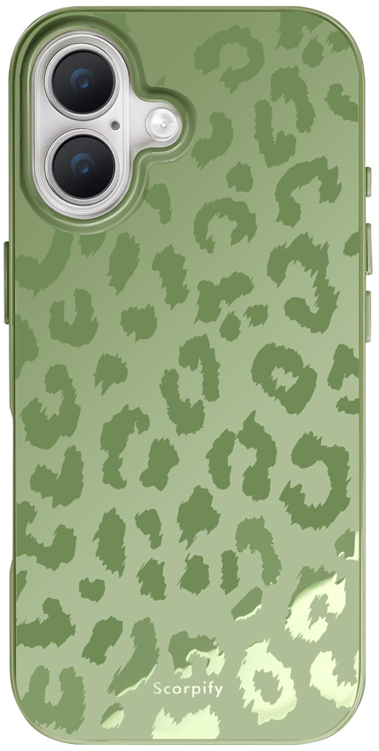 SCORPIFY for iPhone 17 Case [Compatible with MagSafe] with Matte Moss Leopard Cheetah Print Design, Cute Magnetic Phone Cover fo