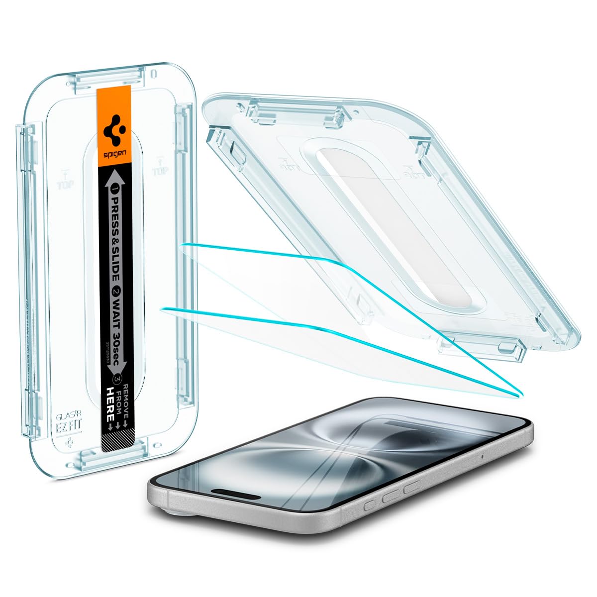 Spigen Tempered Glass Screen Protector for iPhone 16 Plus/15 Plus - 2 Pack, Easy Installation, Durable Protection