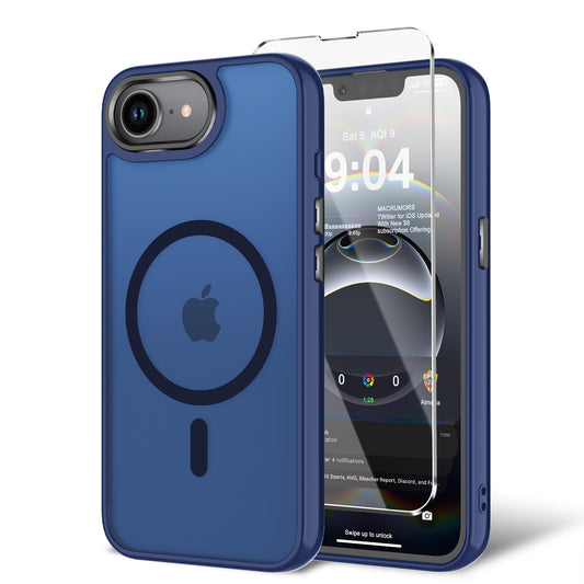 BPOASE for iPhone 16E Case with Screen Protector, [Compatible with Magsafe] Ultra Slim Translucent Matte Shockproof Protection P