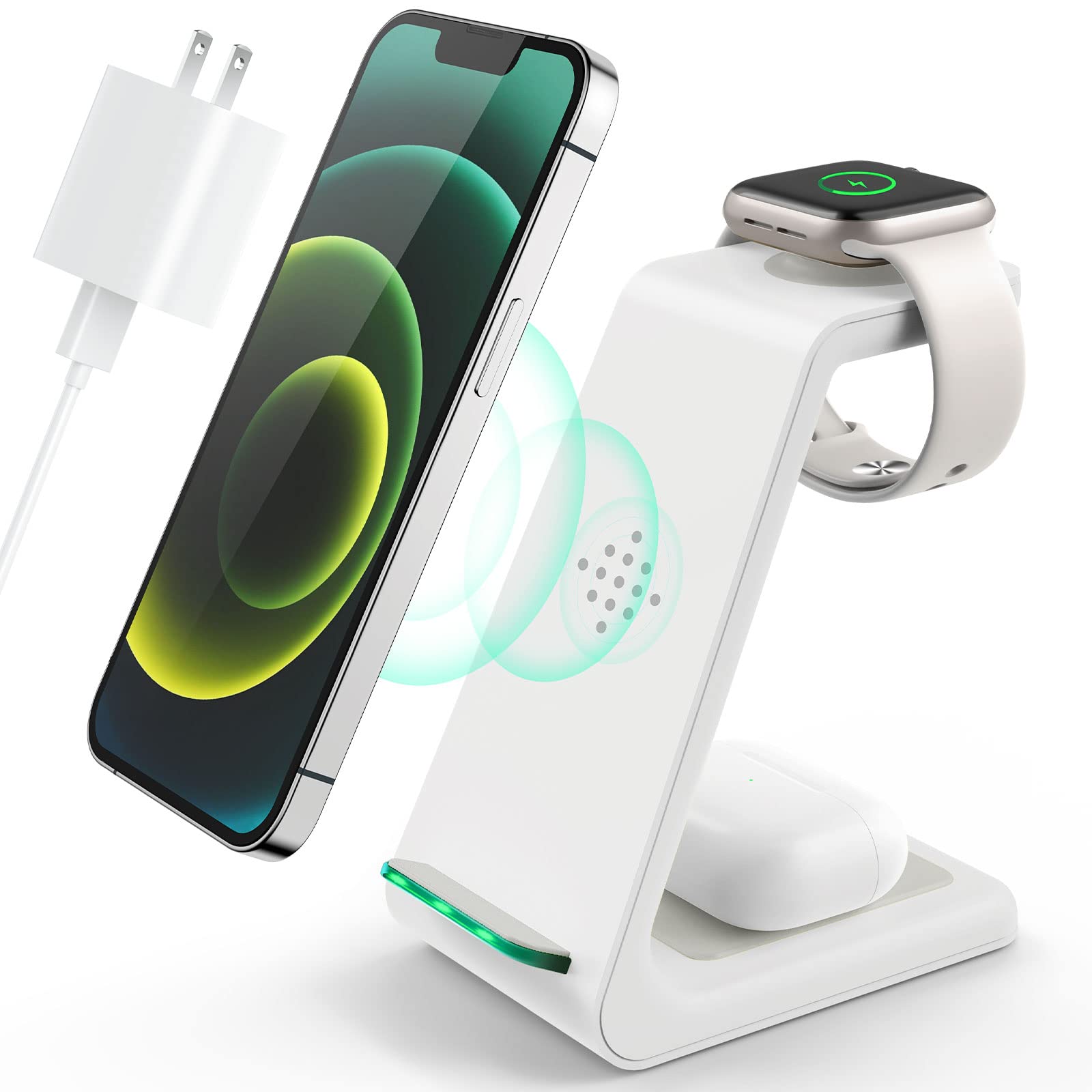 3 in 1 Wireless Charging Station, 2025 Upgraded Fast Desk Charger Station for iPhone 16 15 14 13 12 Pro Max Plus, Charger Stand