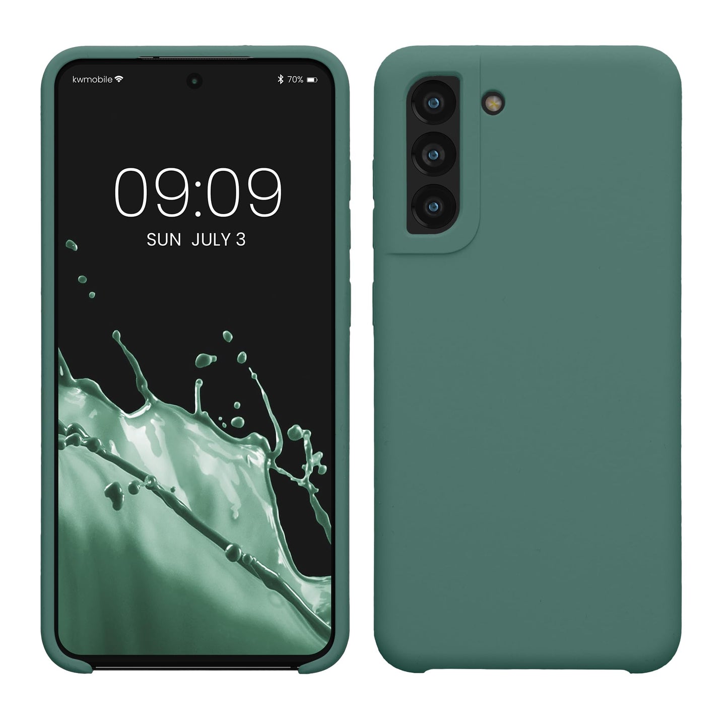 kwmobile Case Compatible with Samsung Galaxy S21 FE Case - TPU Silicone Phone Cover with Soft Finish - Forest Green