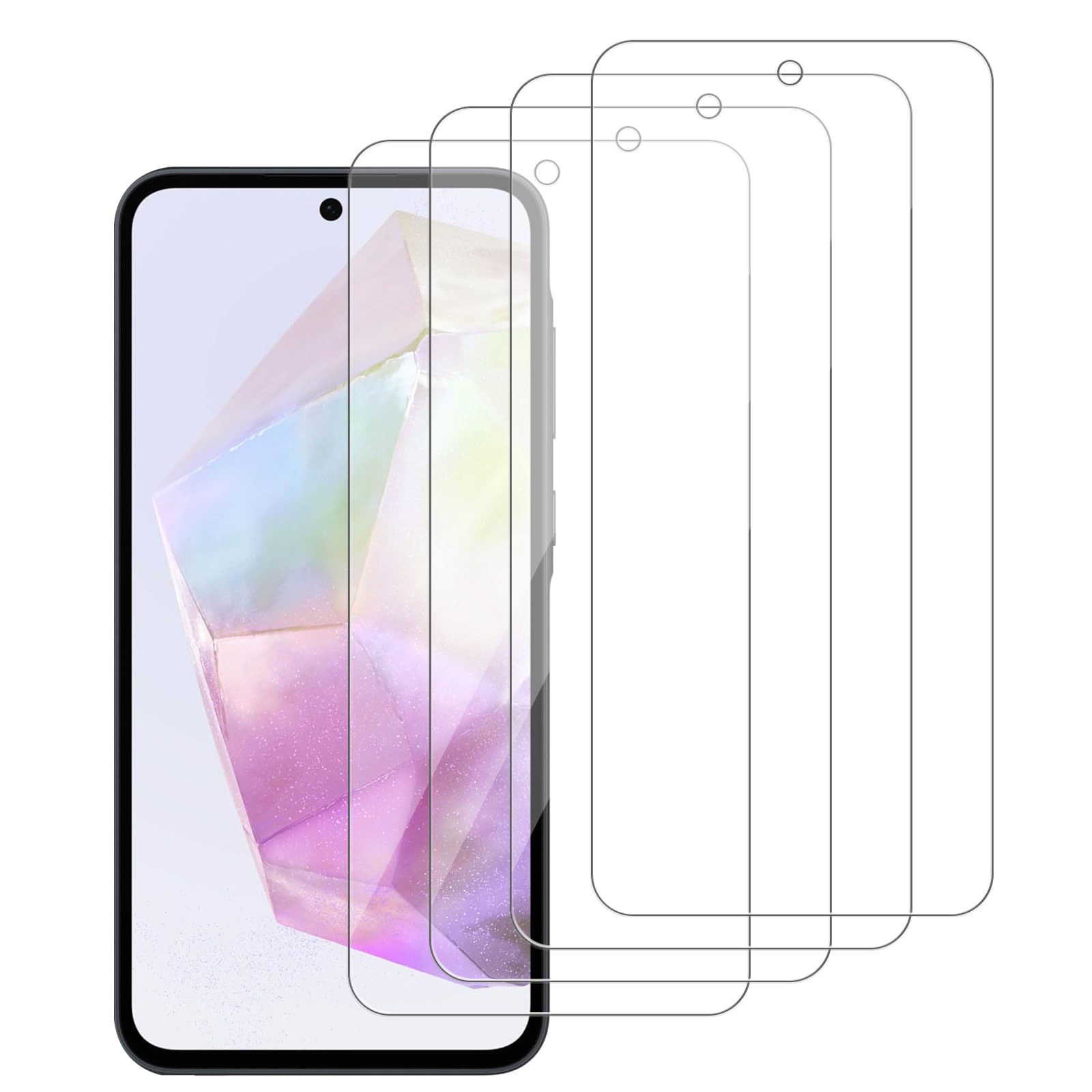 iCsapr 4 Pack Glass Screen Protector Compatible for Samsung Galaxy A35 5G / Galaxy A55 5G 6.6 Inches [9H Hardness]-HD Screen Tem