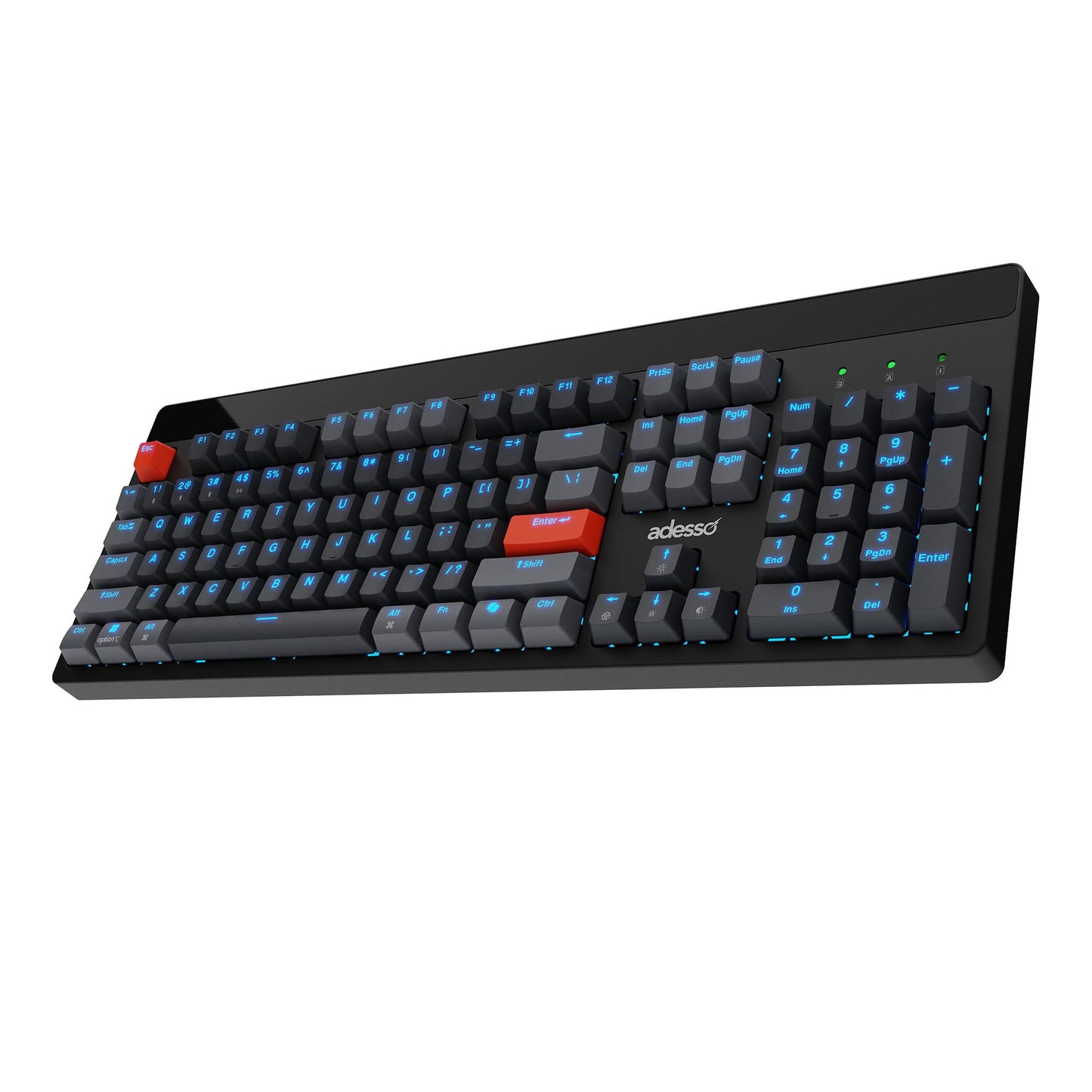 Adesso Easytouch 1300 Mechanical Keyboard RGB Illuminated Hot Swappable Red Switches Wired Wireless Bluetooth Gaming Keyboard wi