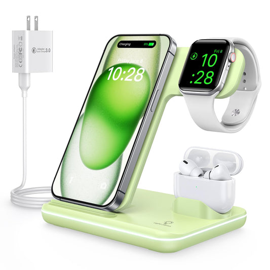 WAITIEE Wireless Charger 3 in 1 Charging Station for for iPhone 16 15 14 13 12 11 X 8 & for Apple Watch, for AirPods 1/2/3/Pro/P