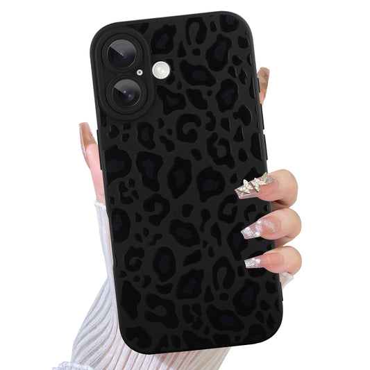 TEAUGHT Compatible with iPhone 16 Case Cute Pattern Black Leopard Print Cheetah Camera Protection Cover, Cheetah Pattern Phone C