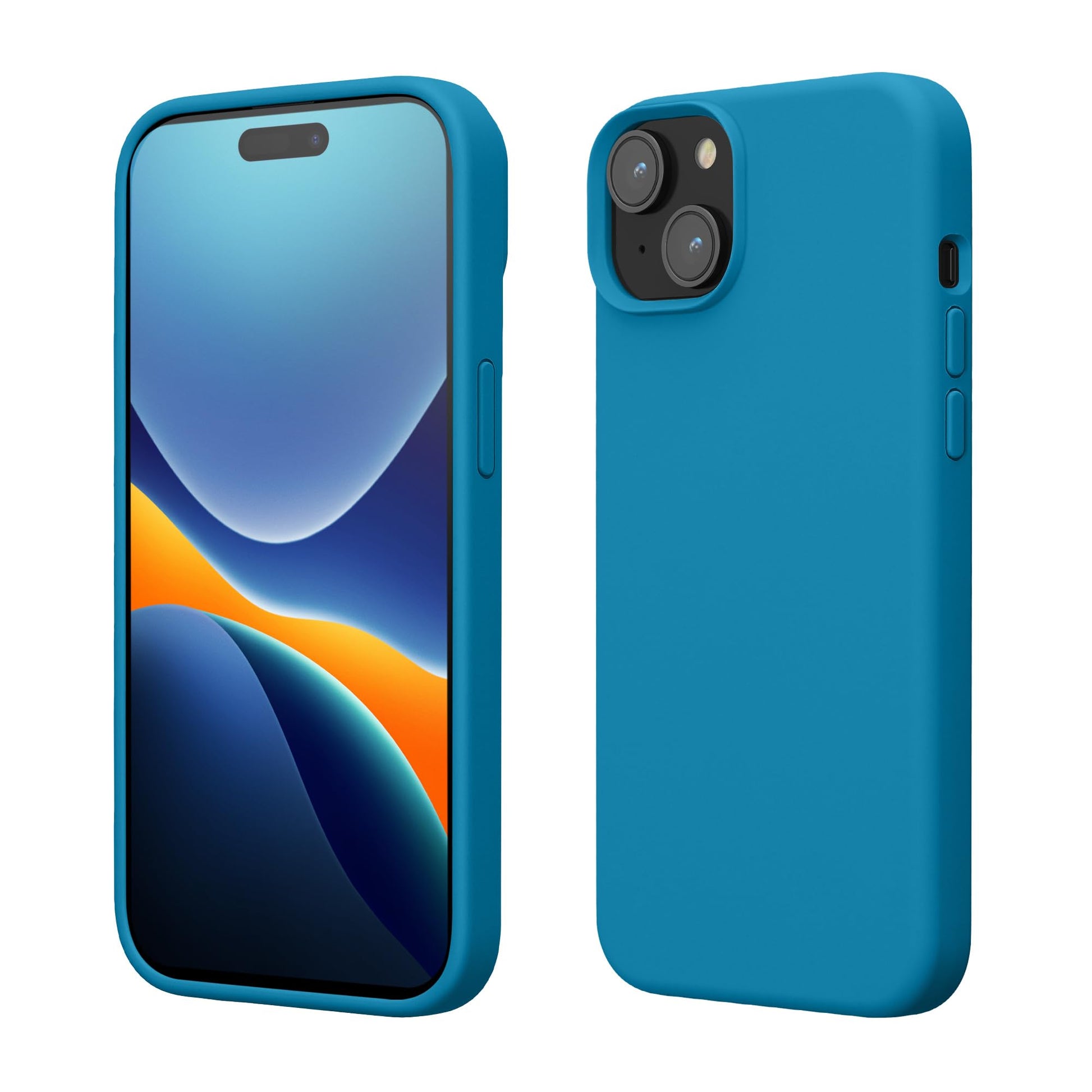 kwmobile Case Compatible with iPhone 15 Case - Slim Soft TPU Silicone Cover - Caribbean Blue