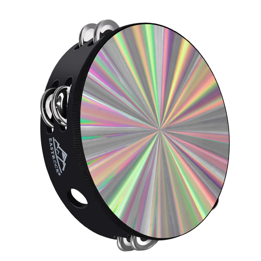 EASTROCK Tambourine for Adults Hand Held Tambourine Ring 8 Inch Wooden Tambourine Metal Jingles Percussion Instrument Single Row