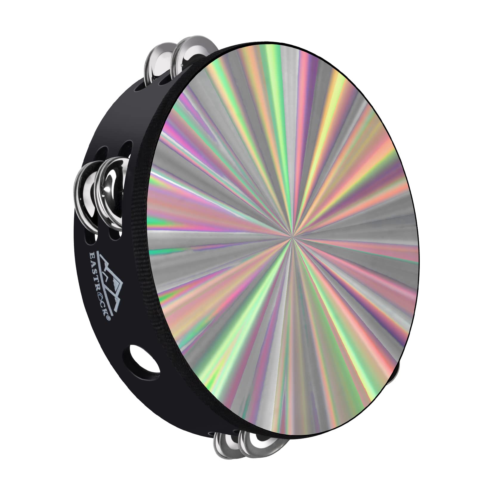 EASTROCK 6 Inch Wooden Tambourine with Metal Jingles - Hand Held Percussion Drum for Adults, Kids, KTV, Party