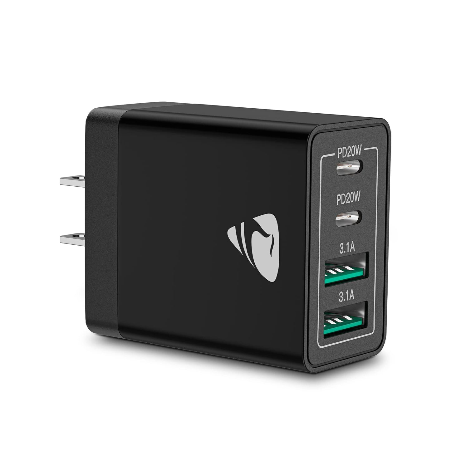 Aiminu 40W USB C Charger Block, Dual Port PD+QC 3.0 Adapter, Black, Model HNT-PD3003, Fast Charging for iPhone, iPad, Samsung