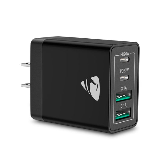Aiminu 40W USB C Charger Block, Dual Port PD+QC 3.0 Adapter, Black, Model HNT-PD3003, Fast Charging for iPhone, iPad, Samsung