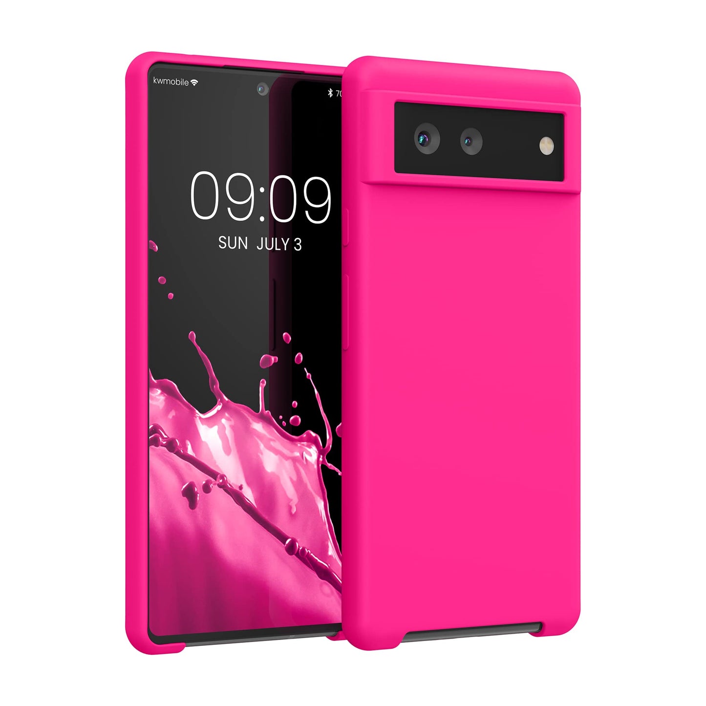 kwmobile Case Compatible with Google Pixel 6 Case - TPU Silicone Phone Cover with Soft Finish - Neon Pink