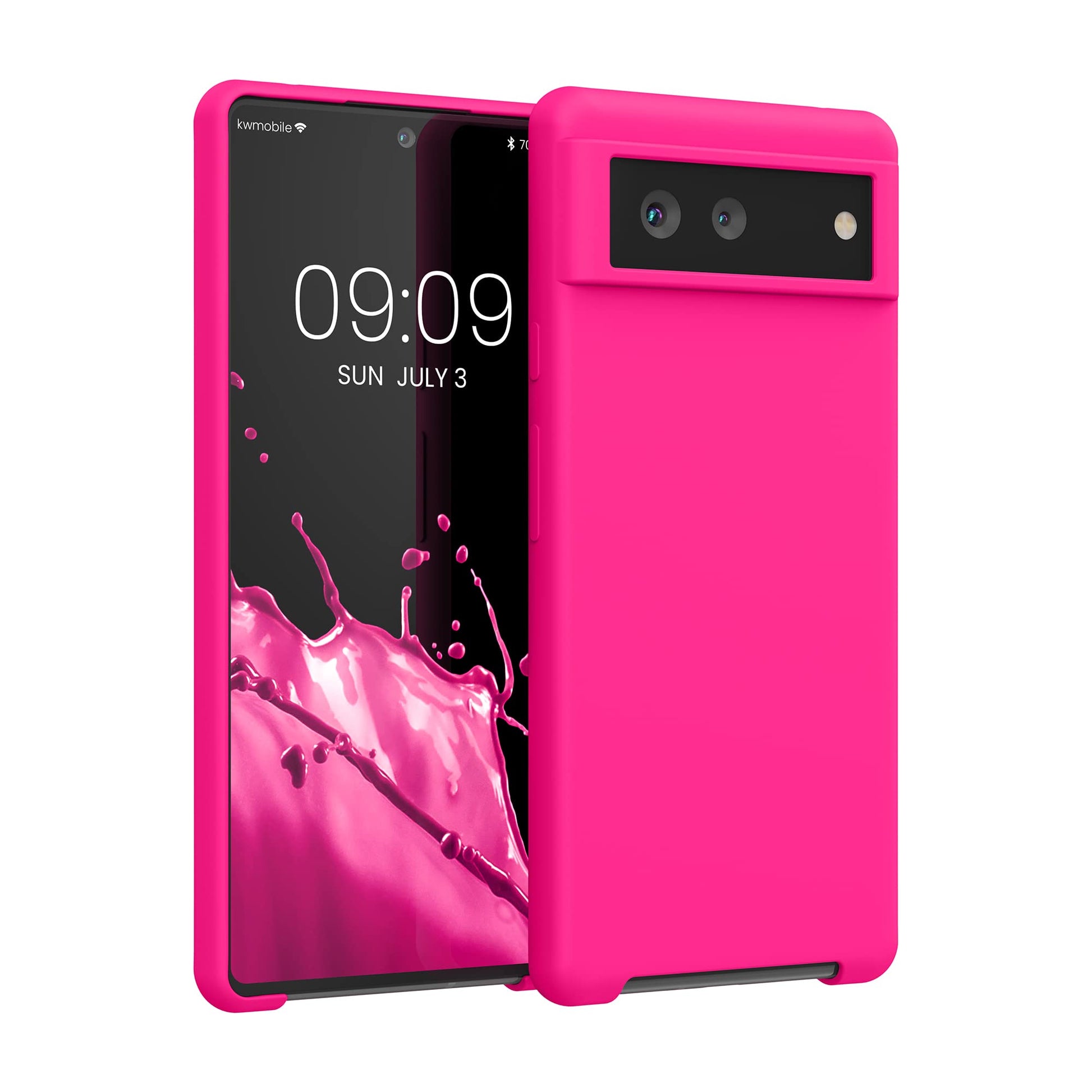 kwmobile Case Compatible with Google Pixel 6 Case - TPU Silicone Phone Cover with Soft Finish - Neon Pink