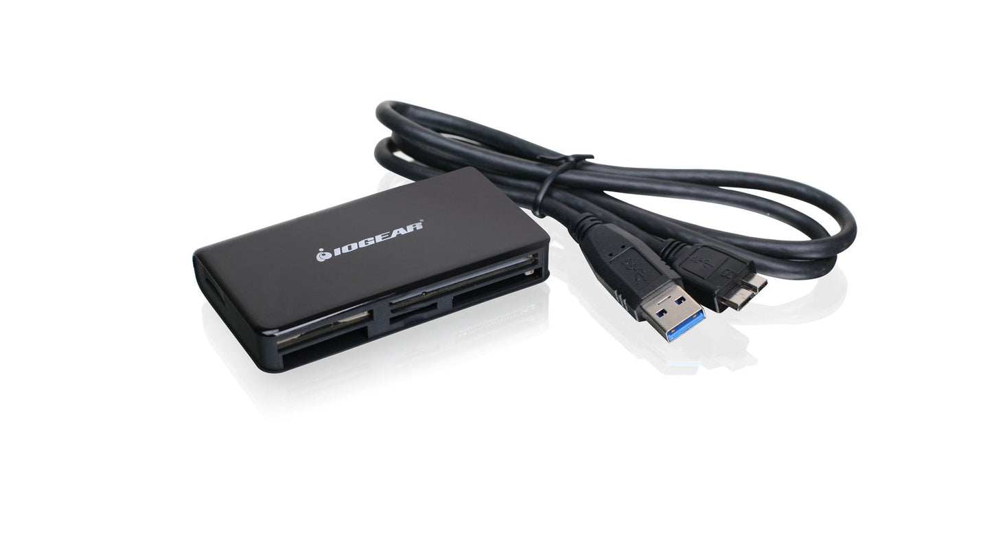IOGEAR USB 3.0 Compact Flash Memory Card Reader - Rate Up To 5Gbps - Read 5 Cards Simultaneously - SDXC/SDHC/SD/Micro SDXC/Micro