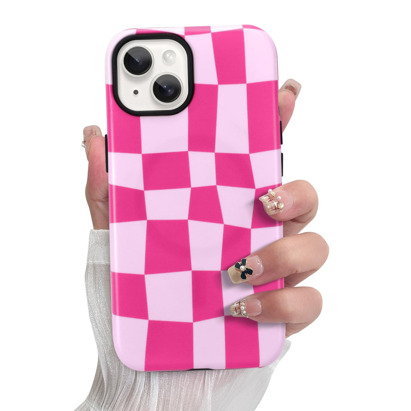 SOKAD Magnetic Checkered Phone Case for iPhone 14 Plus, Cute Grids Plaid Checkerboard Pattern Compatible with Magsafe Matte Prot