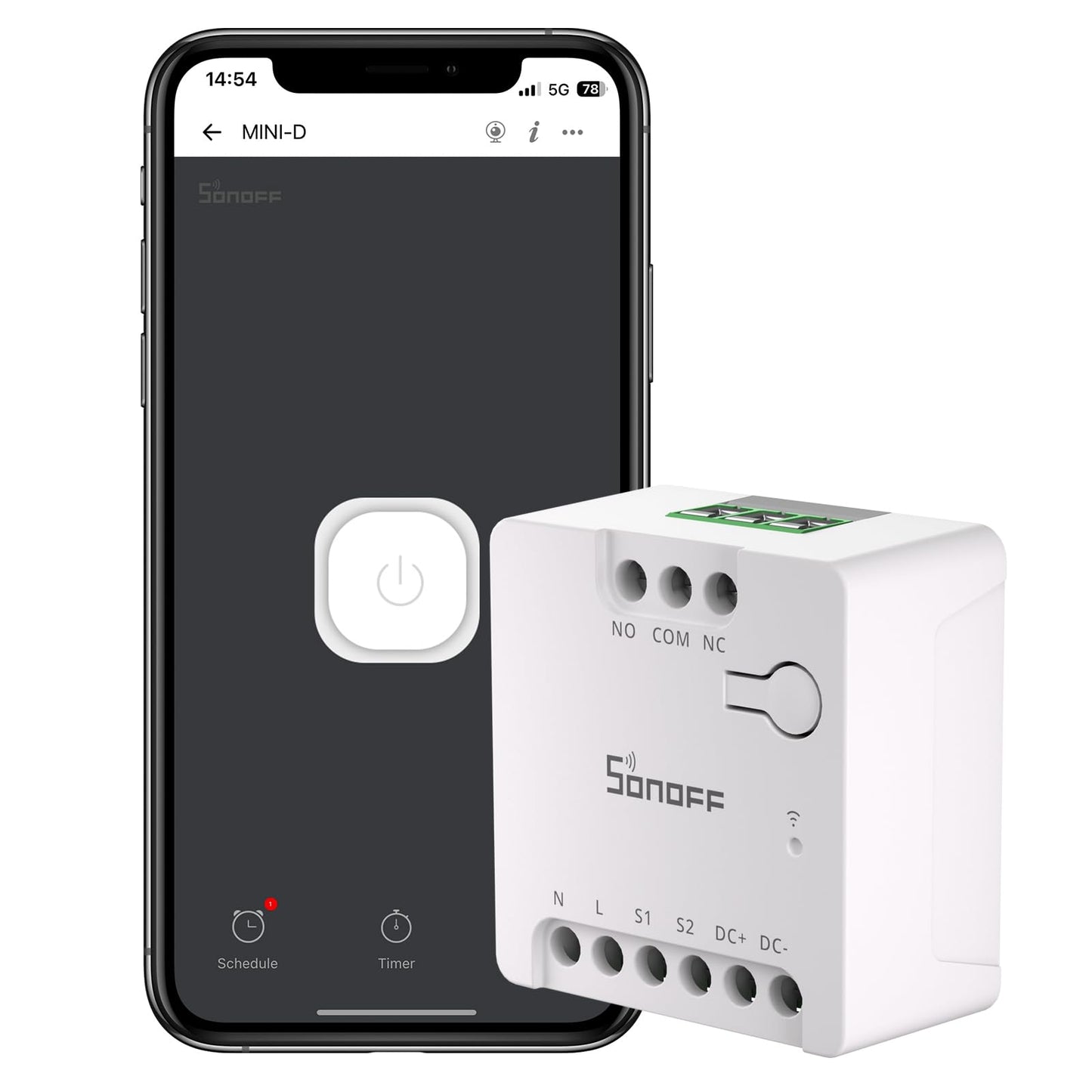 SONOFF WiFi MINI-D Smart Switch with Matter,Home Automation,Dry Contact Output,Supports AC or DC Input,Compatible Alexa & Google