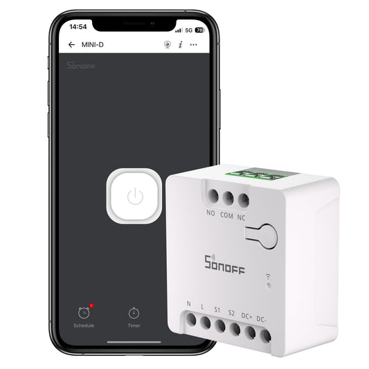 SONOFF WiFi MINI-D Smart Switch with Matter,Home Automation,Dry Contact Output,Supports AC or DC Input,Compatible Alexa & Google