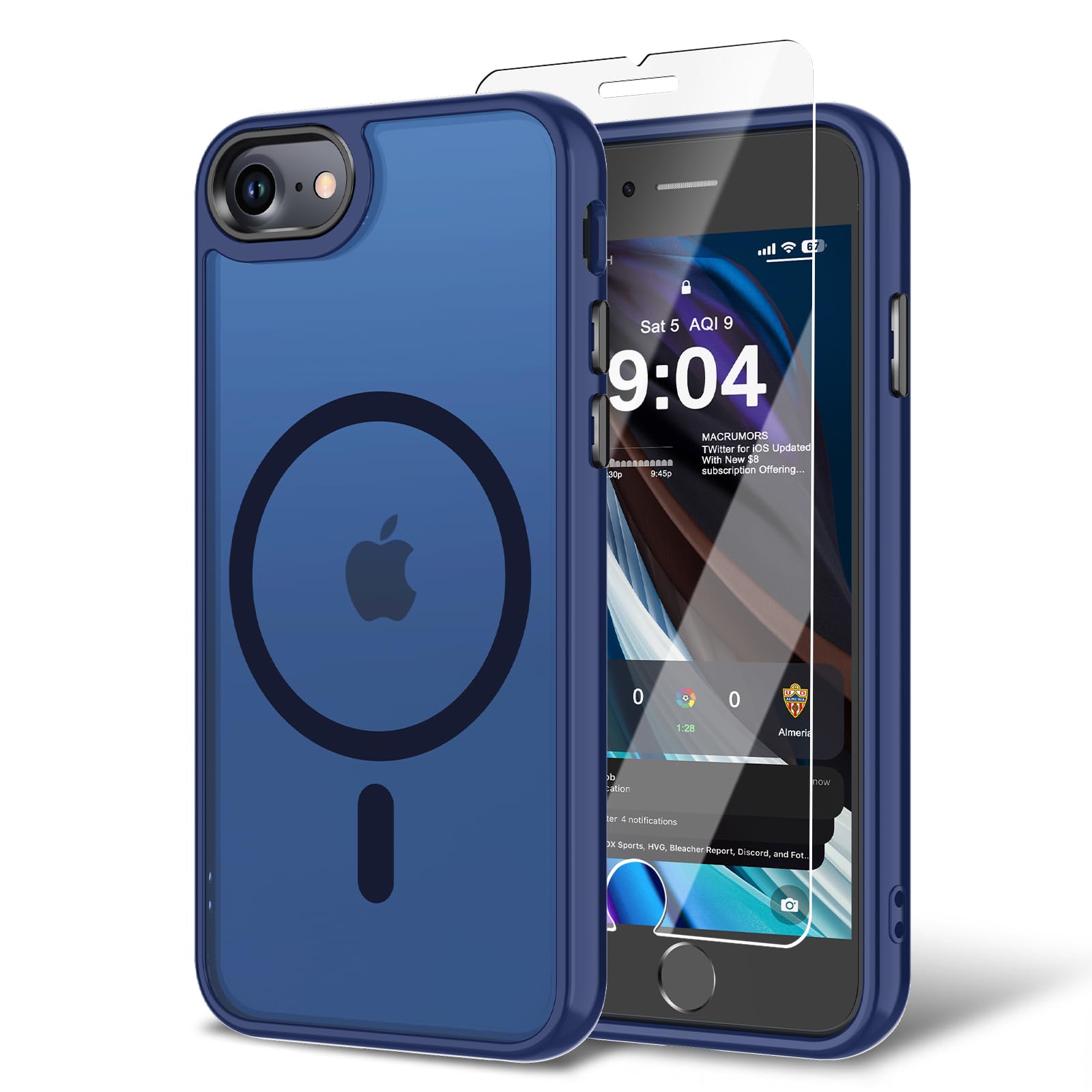 BPOASE for iPhone SE 2022/2020 Case,iPhone 7/8 Case with Screen Protector, [Compatible with Magsafe] Ultra Slim Translucent Matt