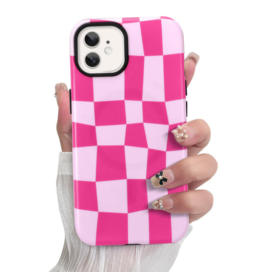 SOKAD Magnetic Checkered Phone Case for iPhone 12, Cute Grids Plaid Checkerboard Pattern Compatible with Magsafe Matte Protectiv