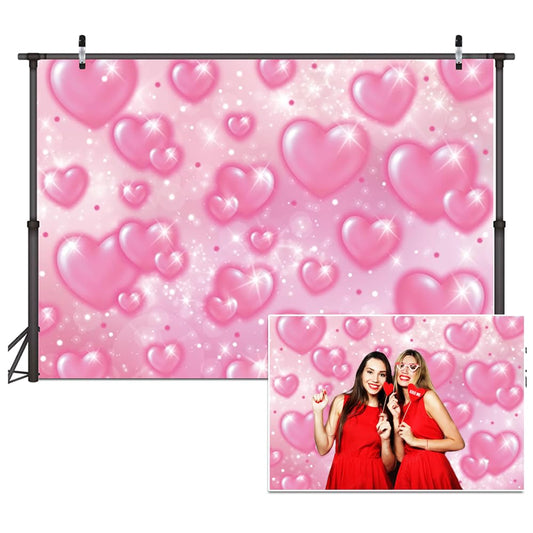 Dudaacvt 8X6ft Valentines Day Backdrop Pink Heart Early 2000s Backdrop Valentines Day Wedding Bridal Shower Party Decor Banner