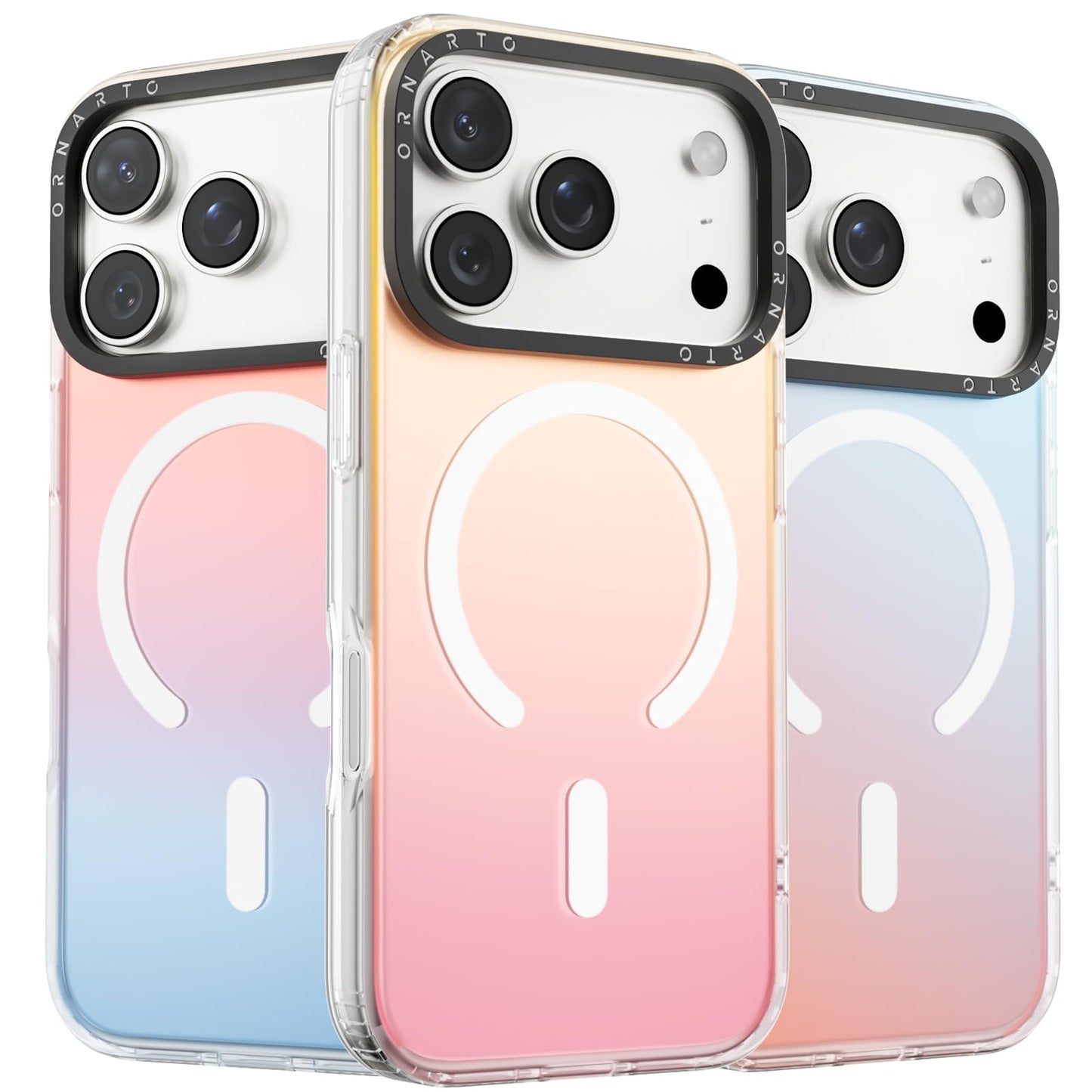 ORNARTO Compatible with iPhone 17 Pro Case 6.3, Electroplated Iridescent Gradient Cover, Compatible with MagSafe, Slim Rainbow P