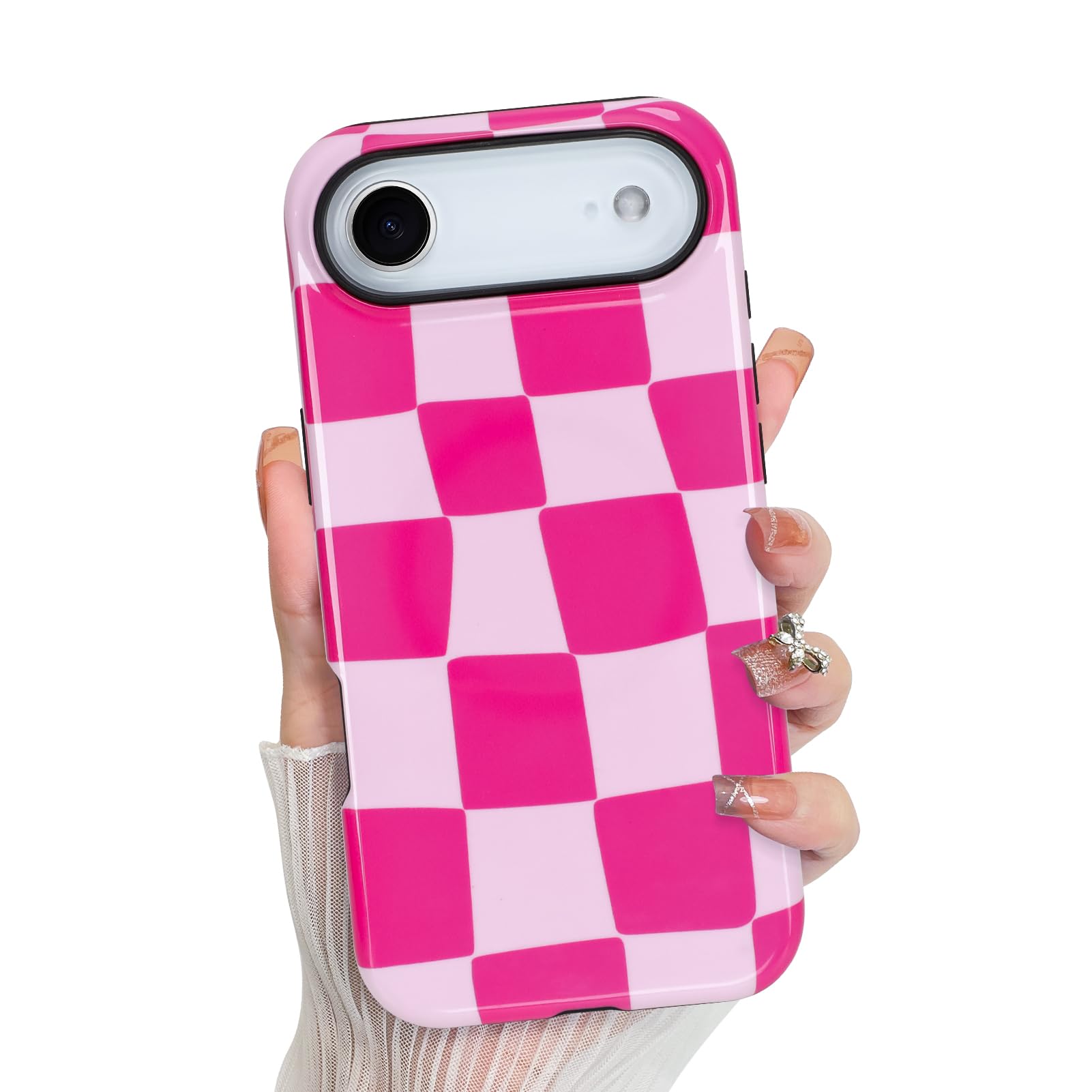 KANGHAR Compatible with iPhone Air Case 2025, Aesthetic Checkered Cute Pattern, Support for MagSafe Shockproof Cover for Girls W