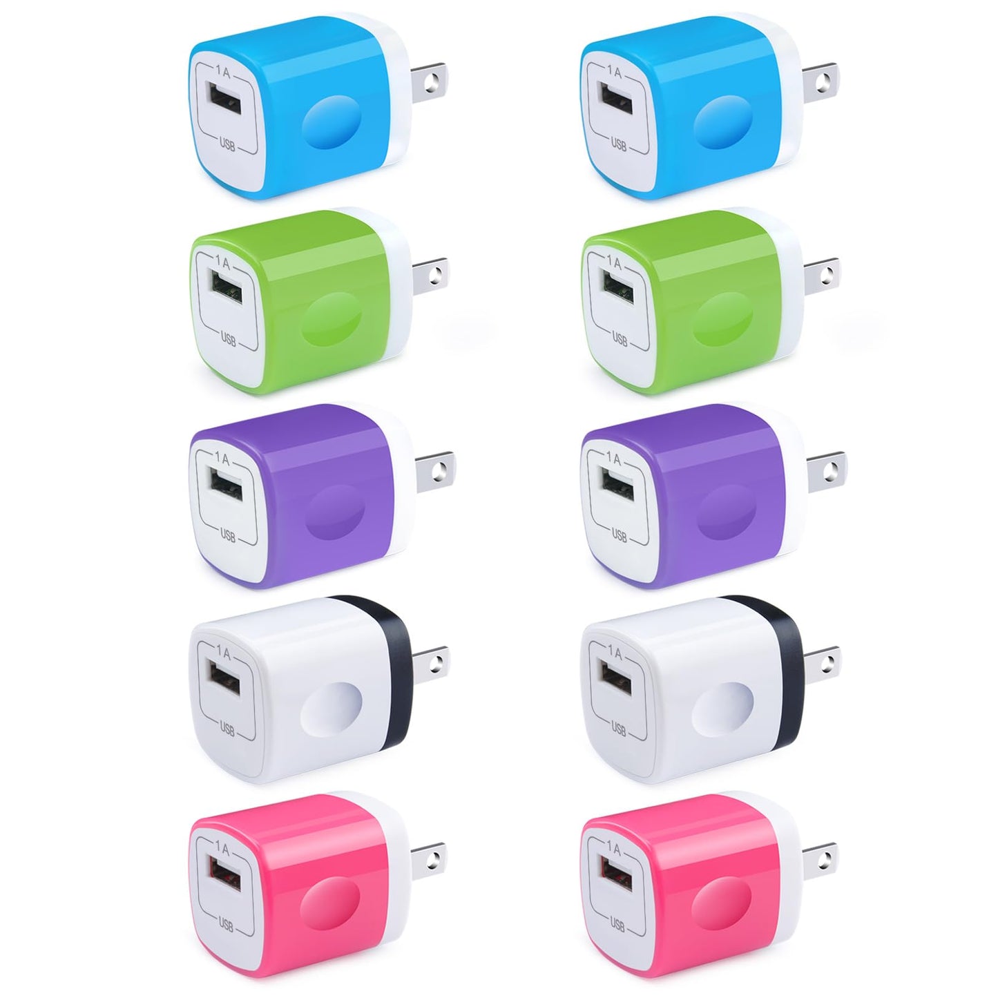 USB Charger Plug,Fast Charging Block,1A USB Cube 10Pack Wall Outlet Adapter Compatible iPhone 17 Pro Max/16 Plus/15/14/13/12/11/