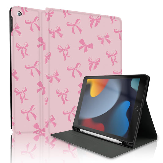 TopPerfekt for iPad 9th / 8th / 7th Generation 10.2 Inch 2021/2020/2019 Case, Pink Bow Cute Chic Adorable with Pencil Holder for