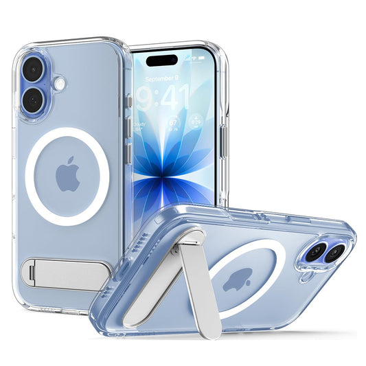 Spigen for iPhone 17 Case, Ultra Hybrid S MagFit [TPU Covered Camera Control] [Kickstand] [Compatible with MagSafe] - Clear Whit