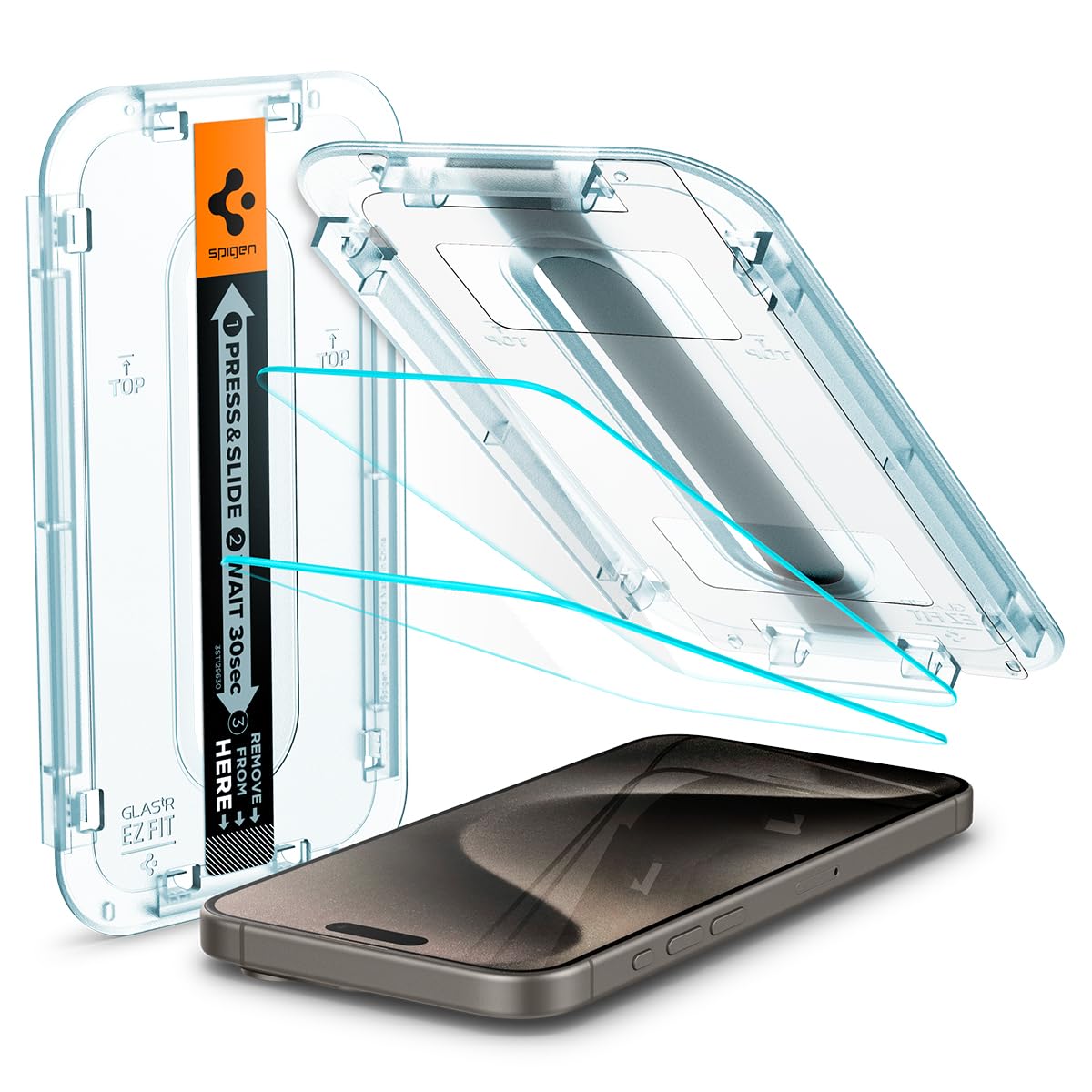 Spigen Tempered Glass Screen Protector [GlasTR EZ FIT] designed for iPhone 15 Pro Max [Case Friendly] - 2 Pack
