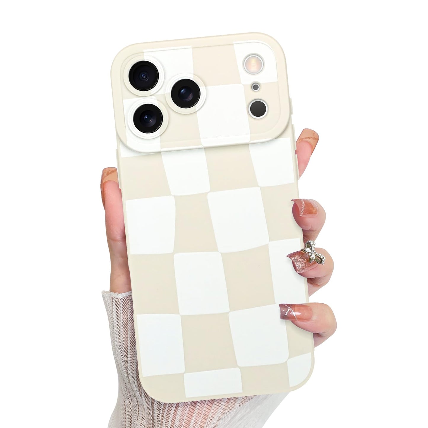 KANGHAR Compatible with iPhone 17 Pro Case 2025, Silicone Checkered Cute Pattern, Camera Protection Soft Slim Phone Cover for Gi
