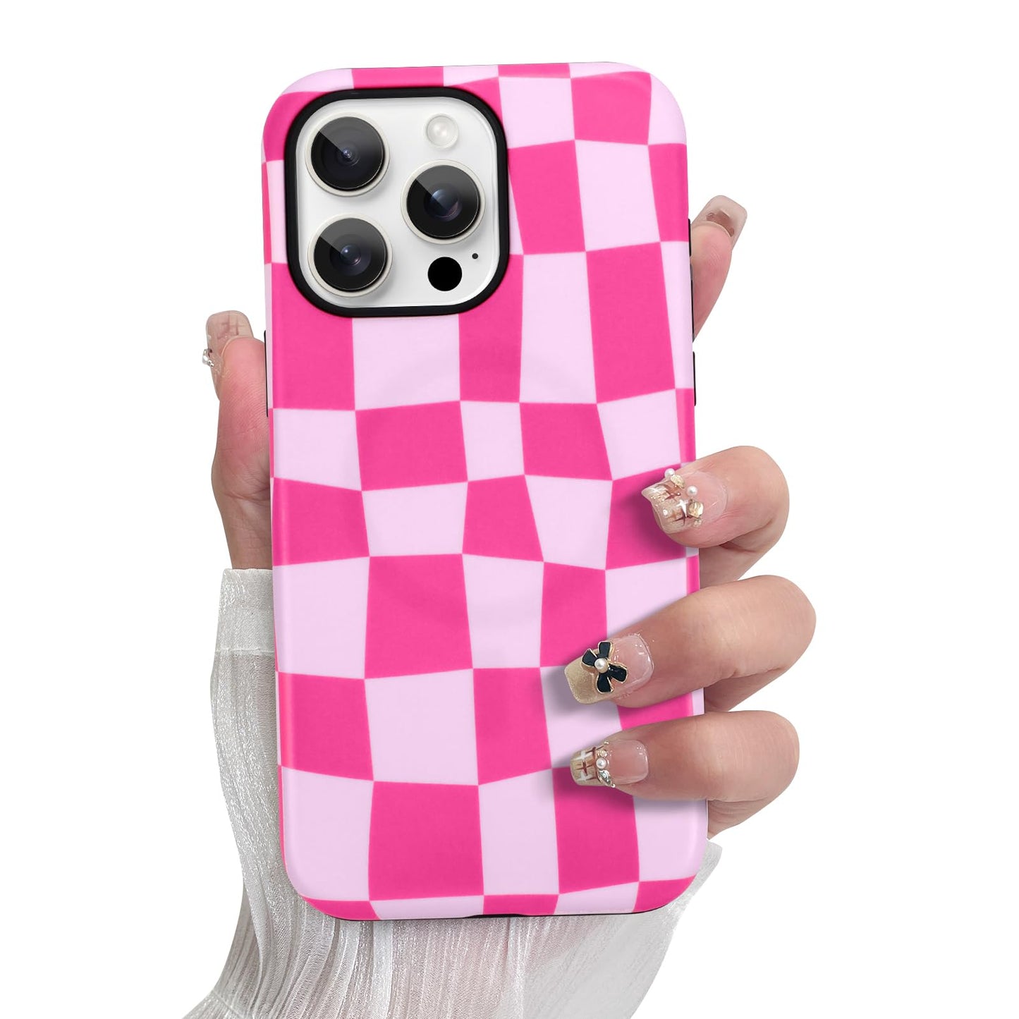 SOKAD Magnetic Checkered Phone Case for iPhone 12 Pro Max, Cute Grids Plaid Checkerboard Pattern Compatible with Magsafe Matte P