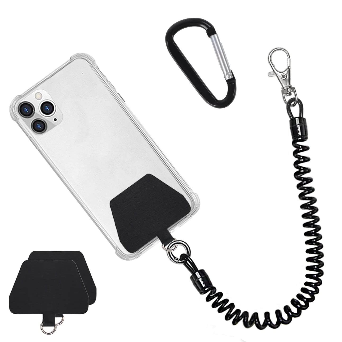 Doormoon Phone Lanyard Leash with 4 Patch, 2* Phone Tether, 4* Phone Tether Tab, 1* Carabiner for Climbing Outdoor Hiking Cyclin