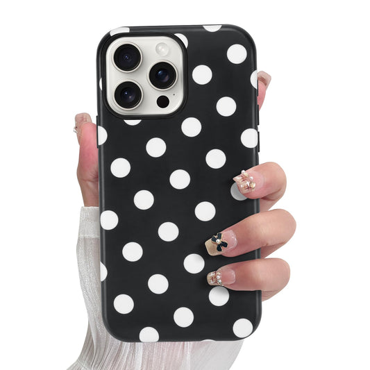 SOKAD Magnetic Polka Dots Phone Case for iPhone 15 Pro Max, Cute Pattern Compatible with Magsafe Matte Protective Case Cover wit