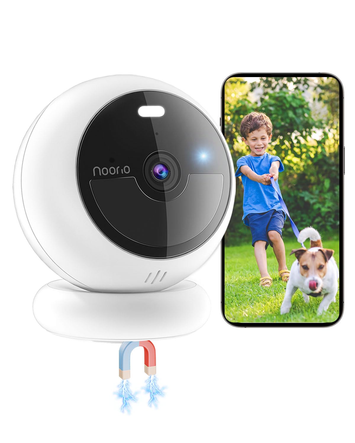 Noorio Security Cameras Wireless Outdoor Magnetic, 1080P Battery Powered Indoor Cameras for Home Security, Smart Motion Detectio