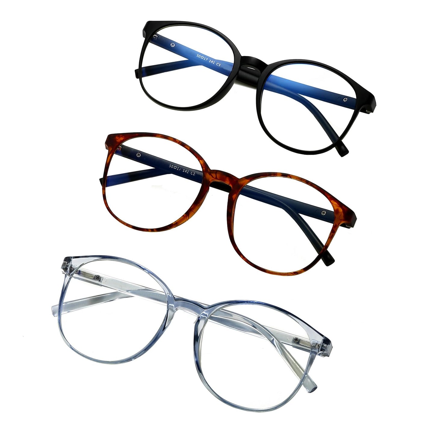ACMPOOFDD 3 Pack Blue Light Blocking Glasses For Woman/Men Elastic Eyeglass Legs Computer Gaming Glasses Clear Blue Light (Black