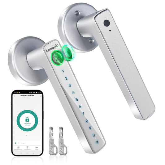 Fingerprint Door Lock,Keyless Entry Smart Door Lock with Handle,Biometric Smart Door Knob,Door Knob with APP Control,Code,Finger