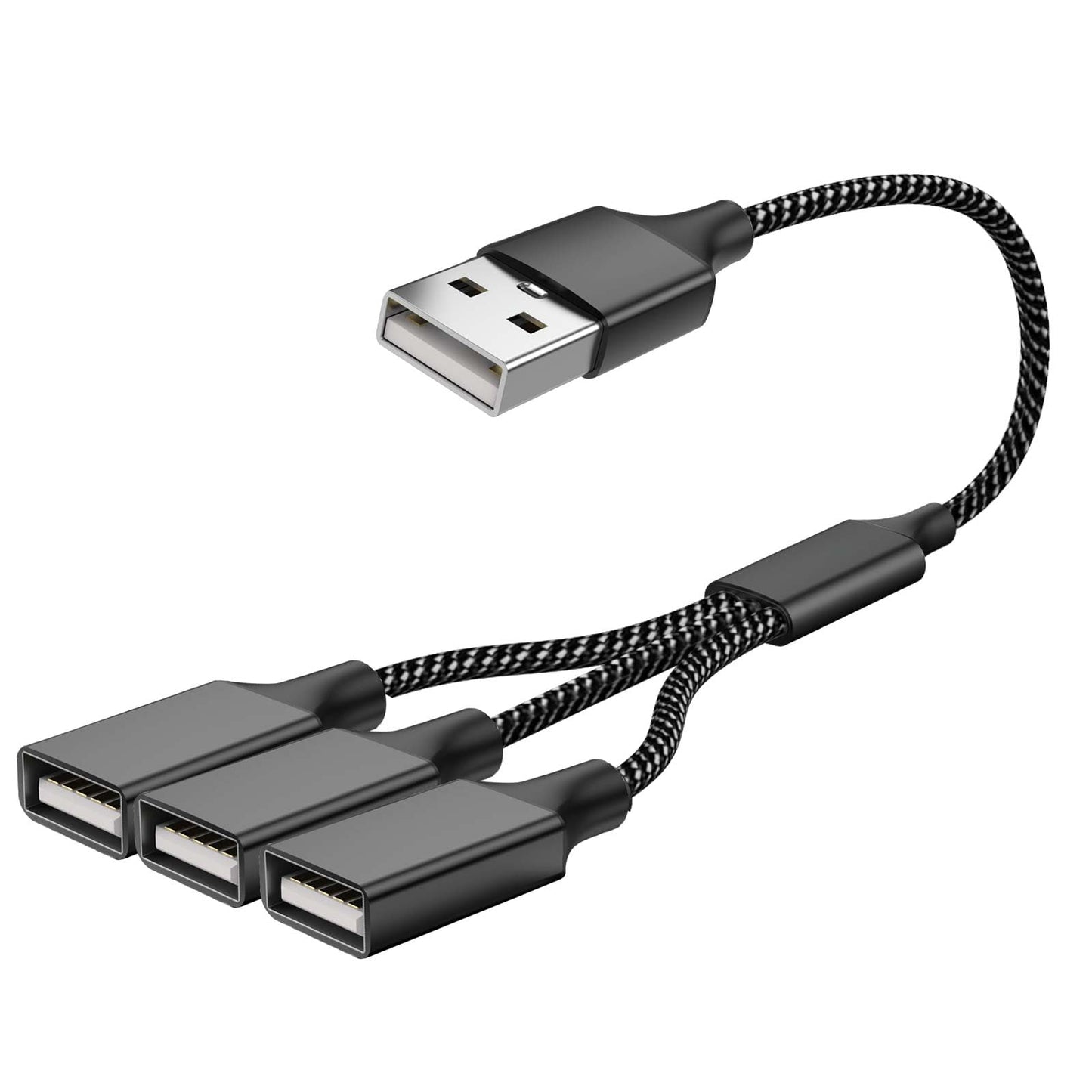 USB Splitter 1 in 3 Out(11.8in/30cm), USB Y Splitter, Data & Charger Power Split Adapter for Mac,Xbox One Series X/S,Cell Phone,