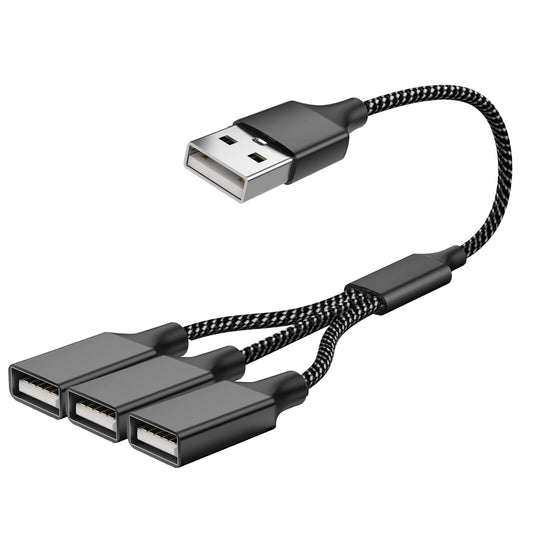 USB Splitter 1 in 3 Out(11.8in/30cm), USB Y Splitter, Data & Charger Power Split Adapter for Mac,Xbox One Series X/S,Cell Phone,