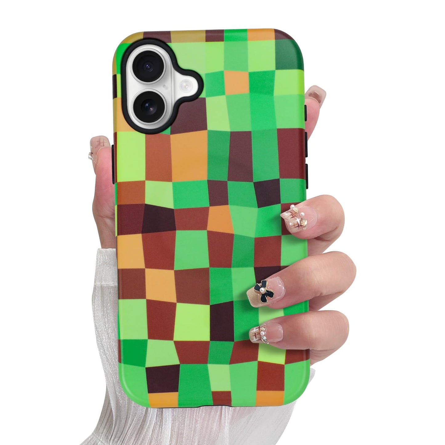 SOKAD Magnetic Checkered Phone Case for iPhone 16 Plus, Cute Plaid Grids Checkerboard Pattern Compatible with Magsafe Matte Prot