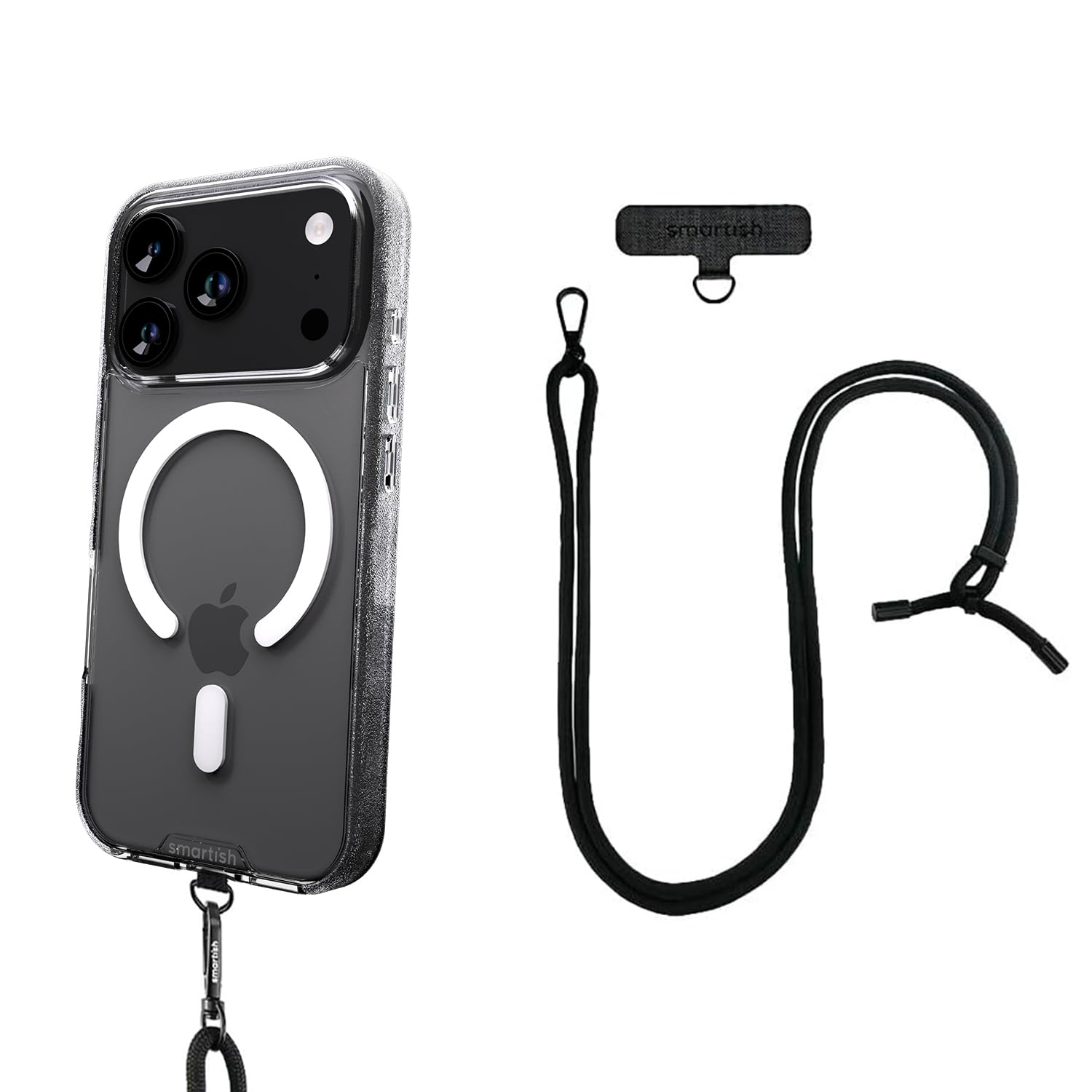Smartish iPhone 17 Pro MagSafe Clear Case + Crossbody Lanyard Strap - Magnetic Slim Case - Anti-Yellow Thin Grip Cover + Detacha