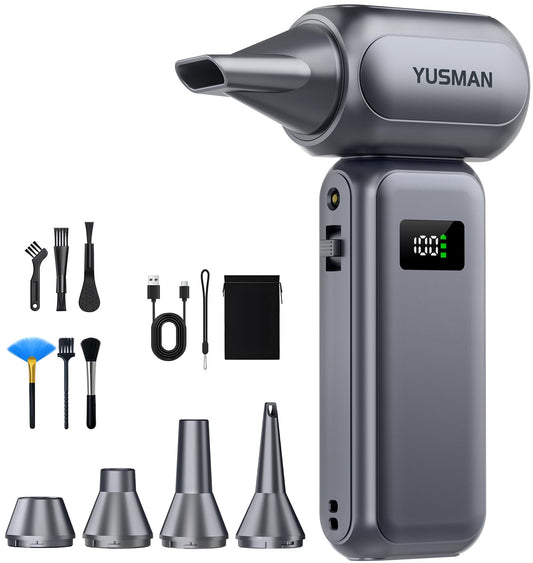 Compressed Air Duster, 300000RPM Super Power Electric Air Duster, 0-100 Adjustable Speed with LED Light, Powerful Electric Duste