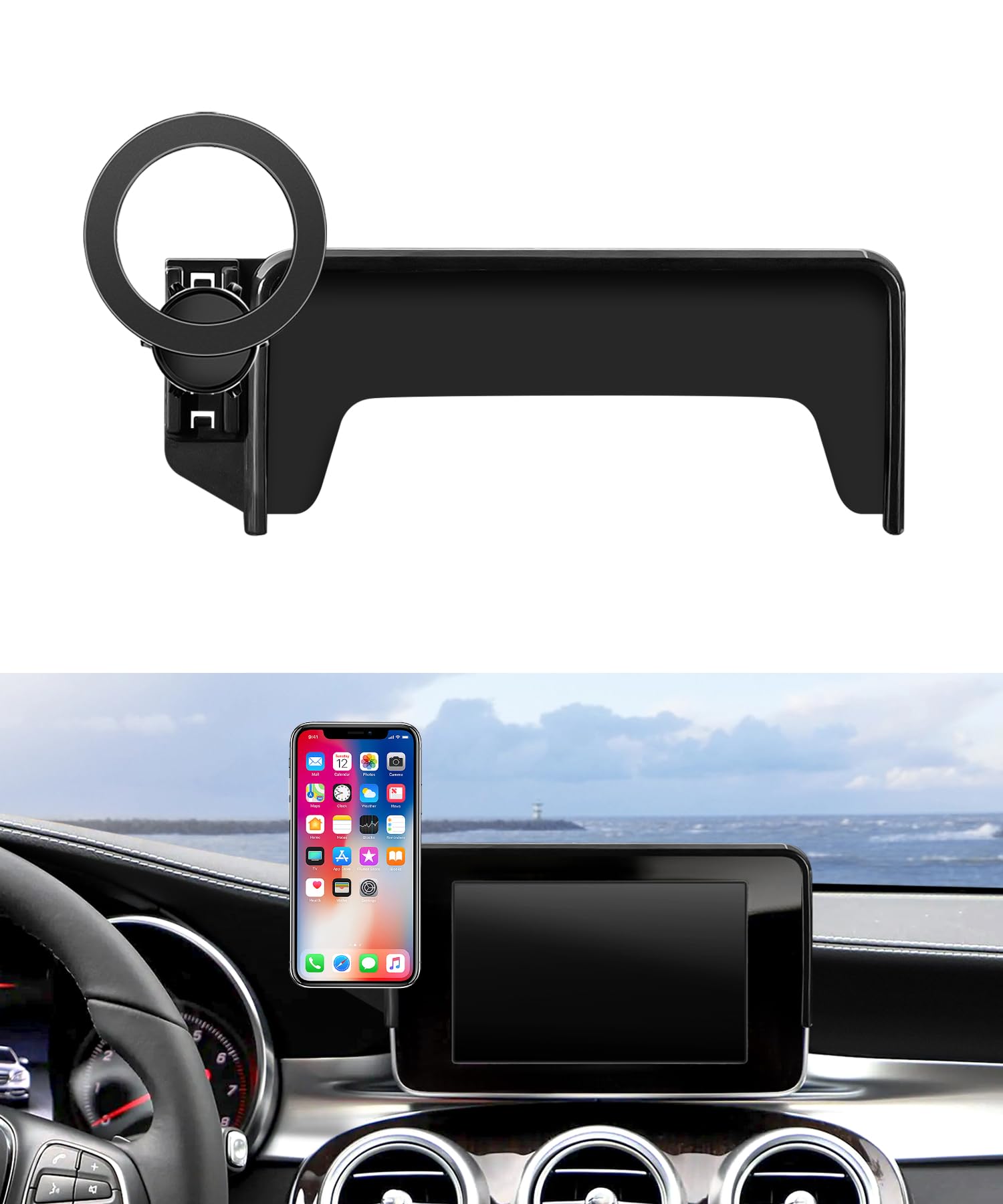 MaserWeller Car Phone Holder for 2016-2019 Mercedes Benz GLC / 2015-2018 Mercedes Benz C-Class Accessories 7-Inch Screen Fixed C