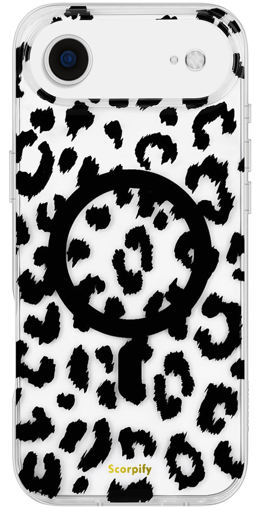 SCORPIFY for iPhone 17 Air Case [Compatible with MagSafe] with Black Clear Leopard Cheetah Print Design, Cute Clear Magnetic Pho