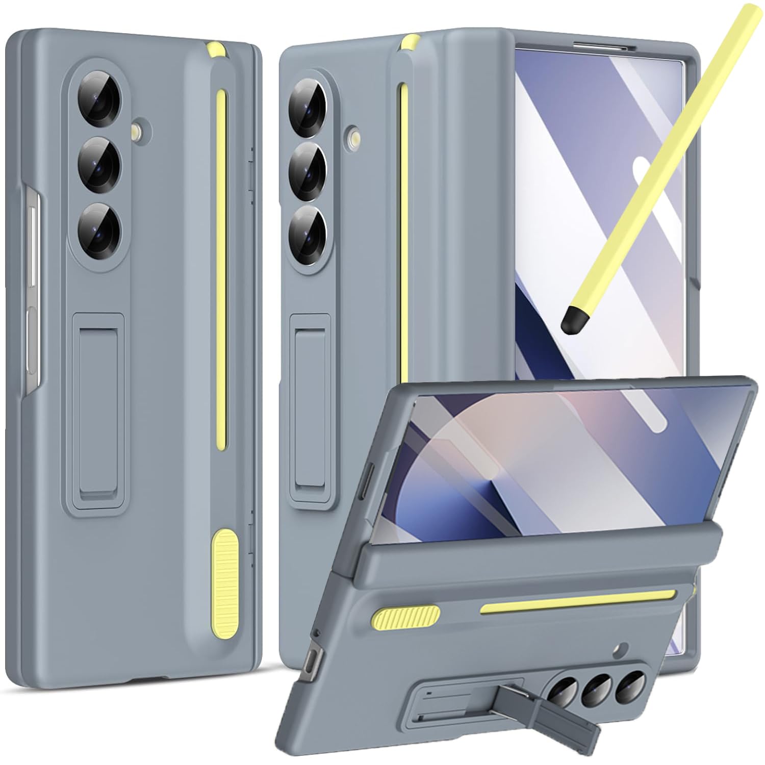NINKI for Samsung Z Fold 7 Case with S Pen Holder & Stylus and Hidden Kickstand,Protective Hinge Screen Protector Matte Phone Co