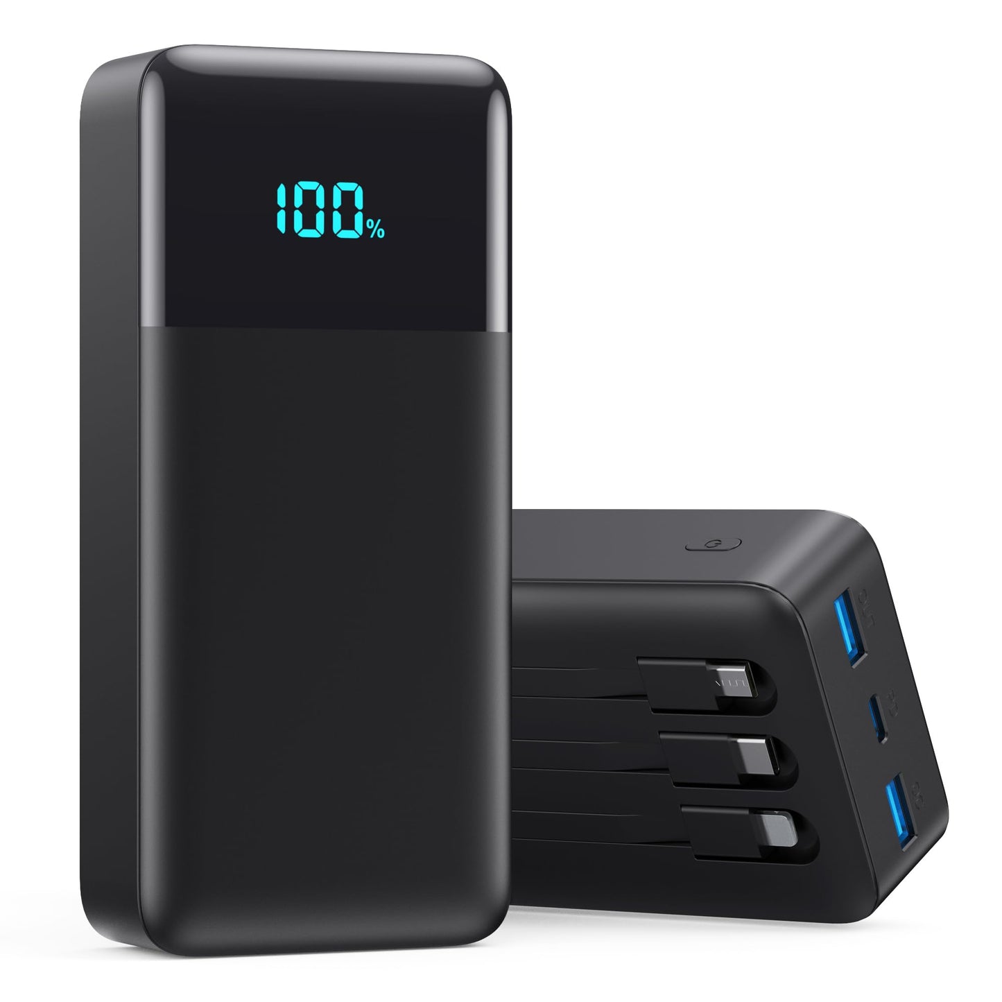 Portable Charger 50800mAh Power Bank with 3 Built in Cables,25W PD QC4.0 Fast Charging USB C Battery Pack,6 Outputs 2 Inputs Tra
