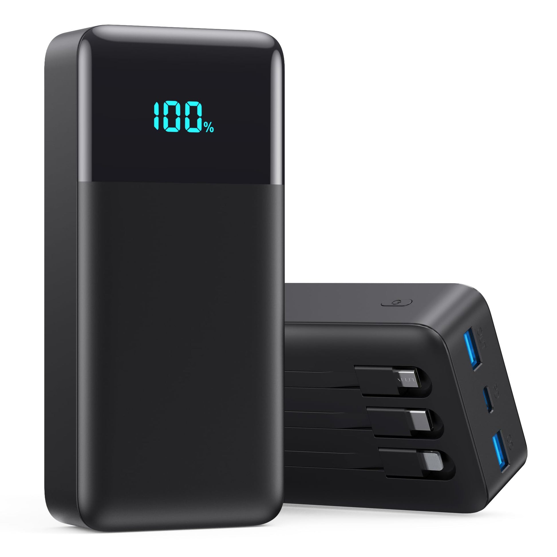 Portable Charger 50800mAh Power Bank with 3 Built in Cables,25W PD QC4.0 Fast Charging USB C Battery Pack,6 Outputs 2 Inputs Tra