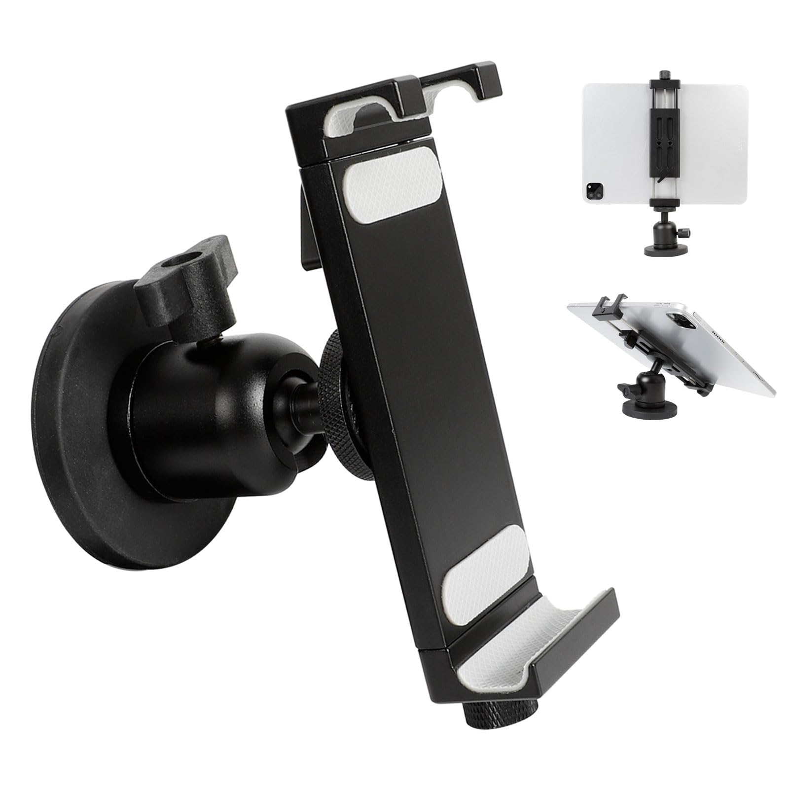 Aluminum Magnetic Tablet Holder Mount for iPad Stand, Fits Metal Surfaces | Universal Stand for Fridge, Vehicle, Cabinet, Whiteb